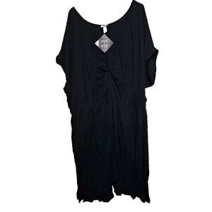 Ava & Viv Long Hilo Black Dress With Short Roll Sleeves 4x New With Tags
